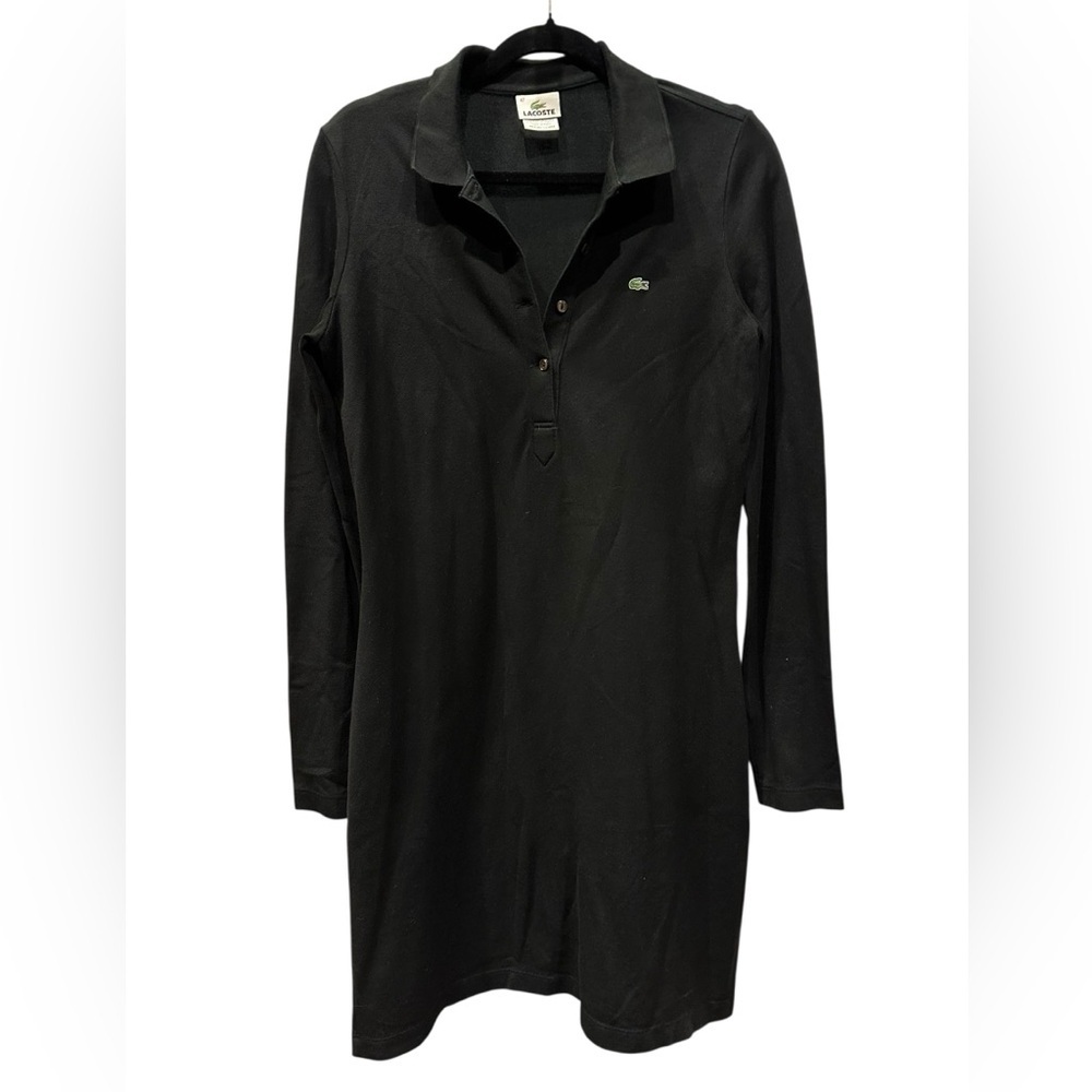 Lacoste Black Cotton Blend Garment shirt dress size 42/12